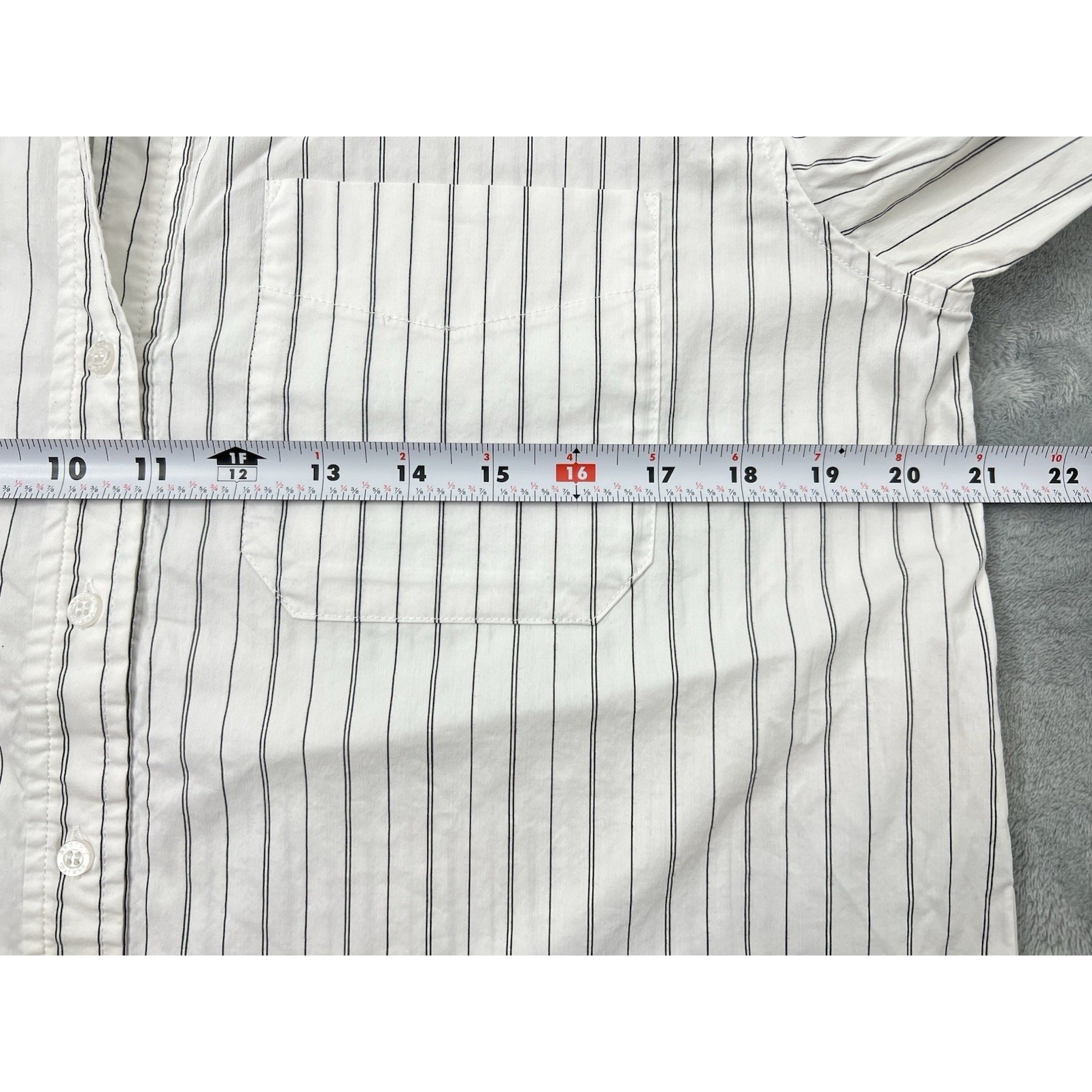 Brochu Walker Essential Shirt Womens Small White Oxford Black Pinstriped Jcp388 — image 7 of 8